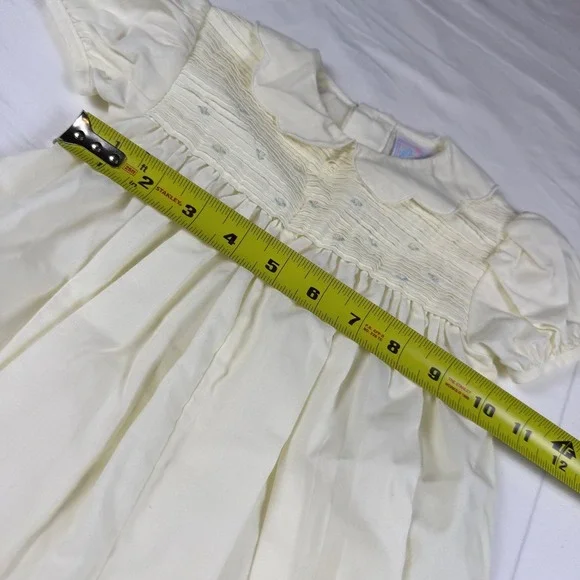 Petit Ami Bubble Romper Girls 6M Vintage Yellow Smocked Floral Embroidered - Picture 6 of 11